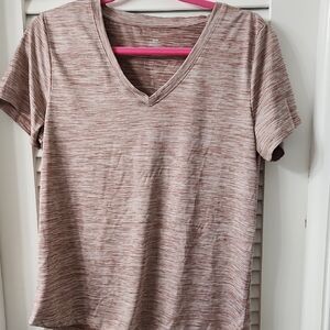 V-Neck Short Sleeve Tee in Heathered Taupe